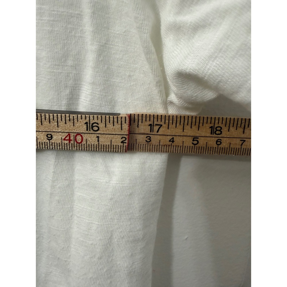 Knox Rose | Embroidered V-Neck Boho Slub Top | Medium || White| - Picture 4 of 5